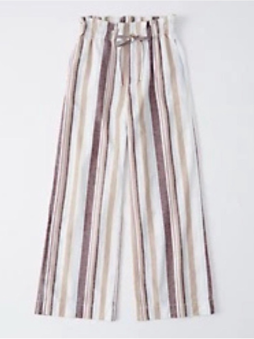 Abercrombie & Fitch Wide-Leg Striped Pants in Cream, Brown & White linen pants